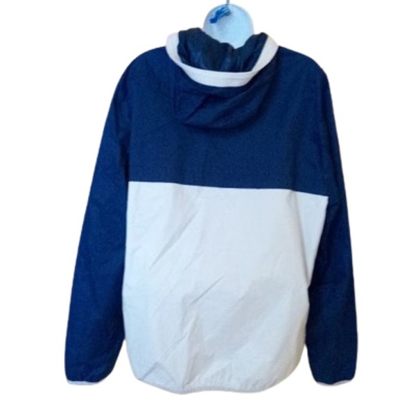 GUESS Navy Blue & White Hooded Spring Jacket Windbreaker Size Large - Picture 2 of 4